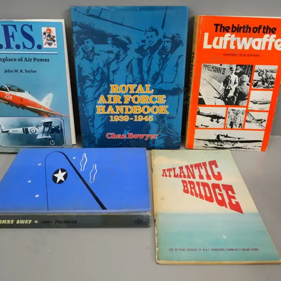 5 military aviation books - Birth of the Luftwaffe, RAF Handbook, Atlantic Bridge, etc.