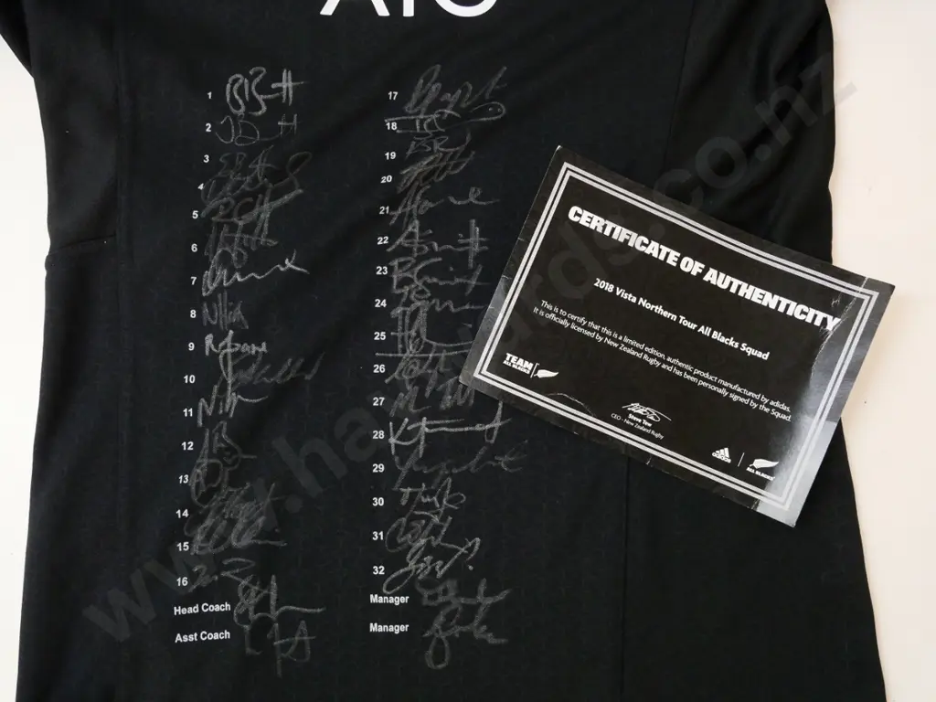 2018 Adidas All Blacks Northern Tour top - Size L - signed by squad, with certificate of authenticity Image 1++