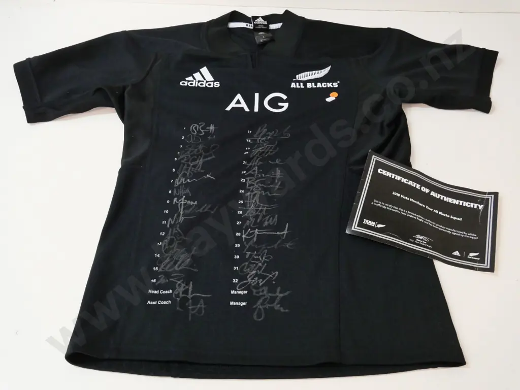 2018 Adidas All Blacks Northern Tour top - Size L - signed by squad, with certificate of authenticity Image 1++