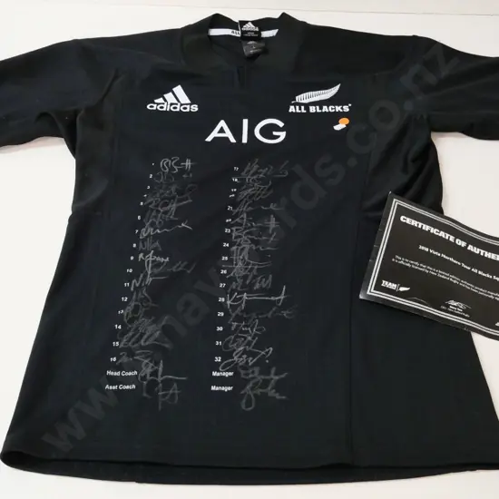2018 Adidas All Blacks Northern Tour top - Size L - signed by squad, with certificate of authenticity