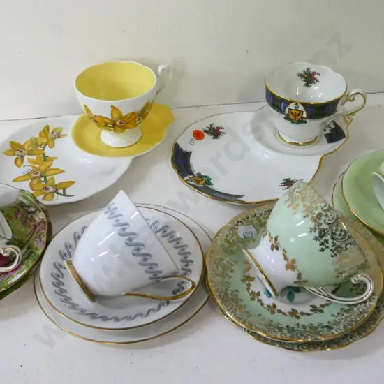4 trios and 2 tennis sets - Royal Albert, Aynsley, Royal Standard, etc.