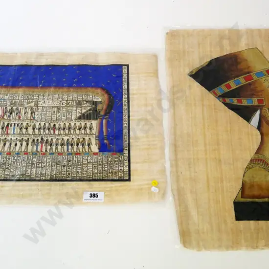2 hand-painted Egyptian papyrus - 440 x 620