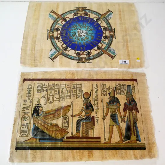 2 hand-painted Egyptian papyrus - 440 x 620