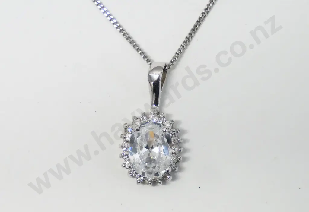 cz pendant chain stamped 925 Image 1++