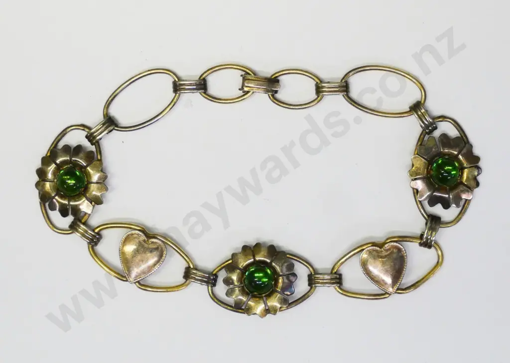 bracelet with hearts & flowers stamped sterling Image 1++