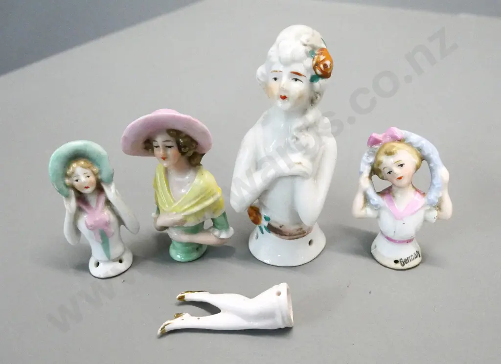 4 half dolls and a pair of legs - one marked Germany, tallest one marked Japan H-90 Image 1++