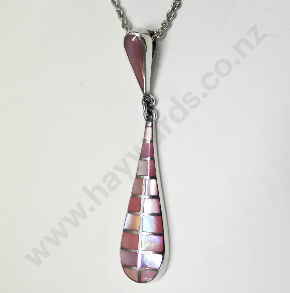 silver pink enamel pendant stamped 925 Image 1++