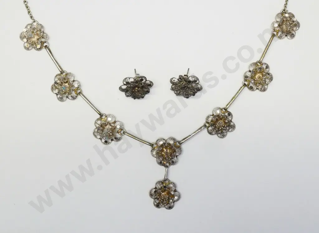 filigree costume necklace & earring set Image 1++