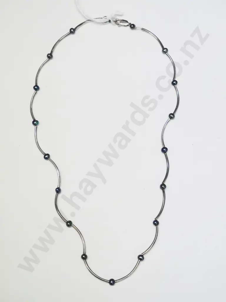 silver & freshwater pearl necklace stamped 925 Image 1++