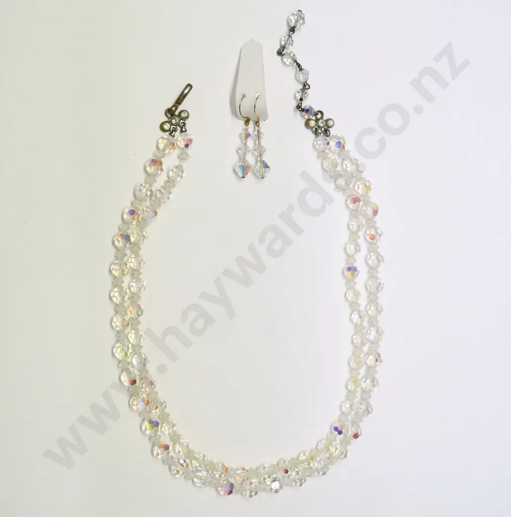 double strand crystal necklace & pair of earrings Image 1++