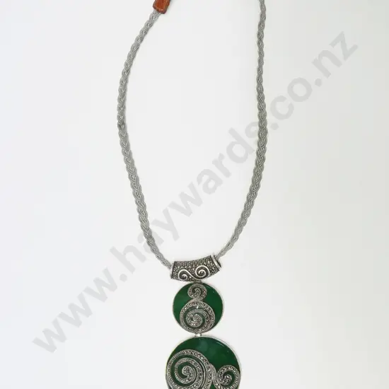 large green enamel & marcasite pendant no markings