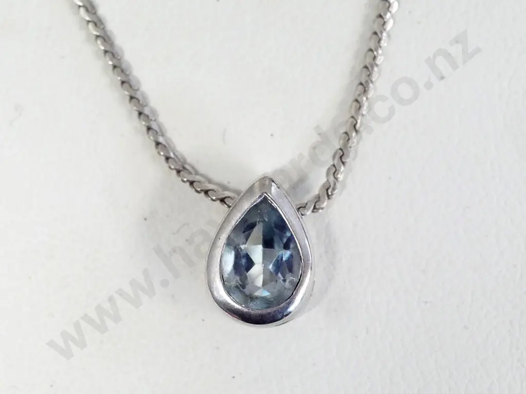 silver & aquarmarine pendant stamped 925 Image 1++