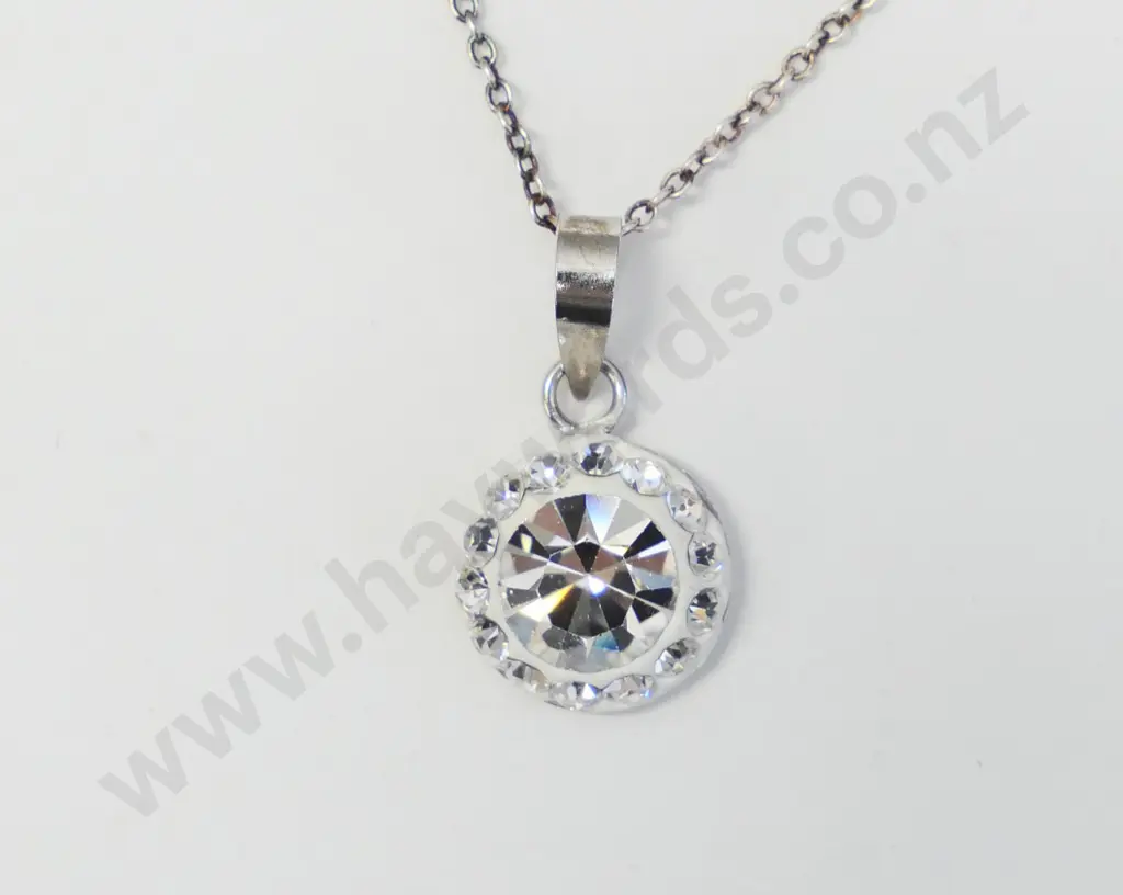 silver & cz pendant chain stamped 925 Image 1++