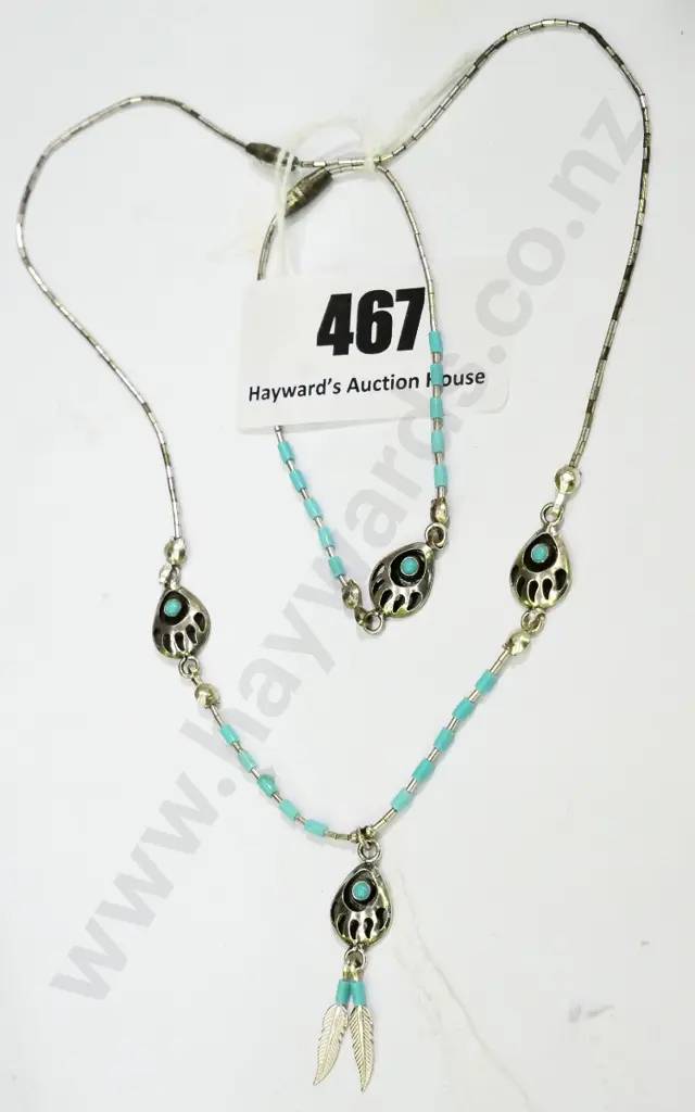 turquoise & silver necklace & bracelet stamped 925 Image 1++