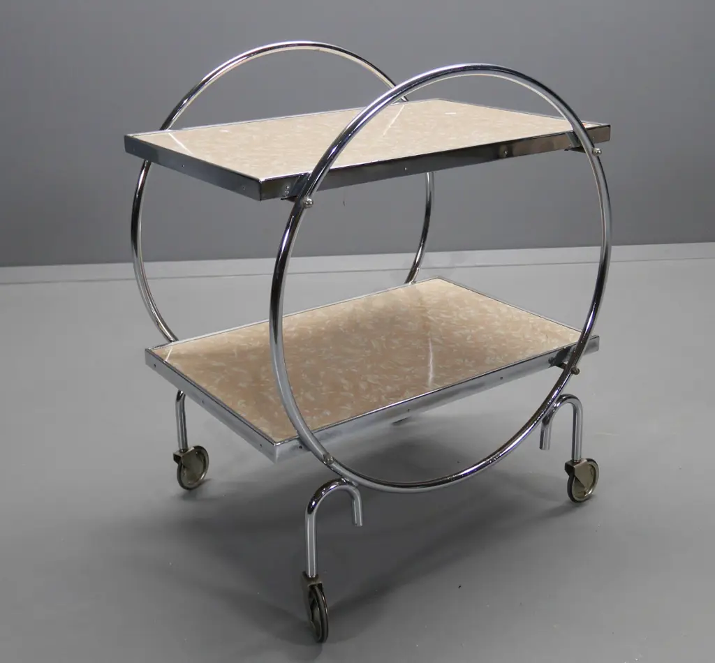 retro chrome and formica hoop-side tea trolley -minor pitting to chrome H-750 L-610 W-440 Image 1++