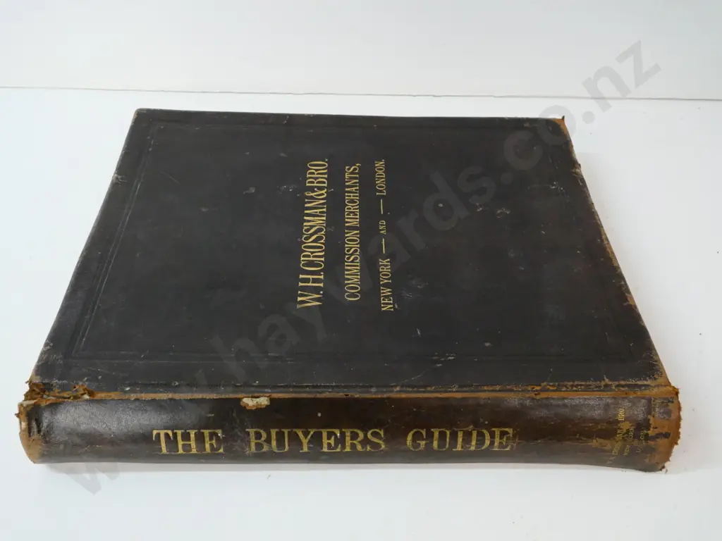 1892 leather bound Crossman & Brothers catalogue - label with "Loaned to RD McVicar Dunedin" wear & staining Image 1++