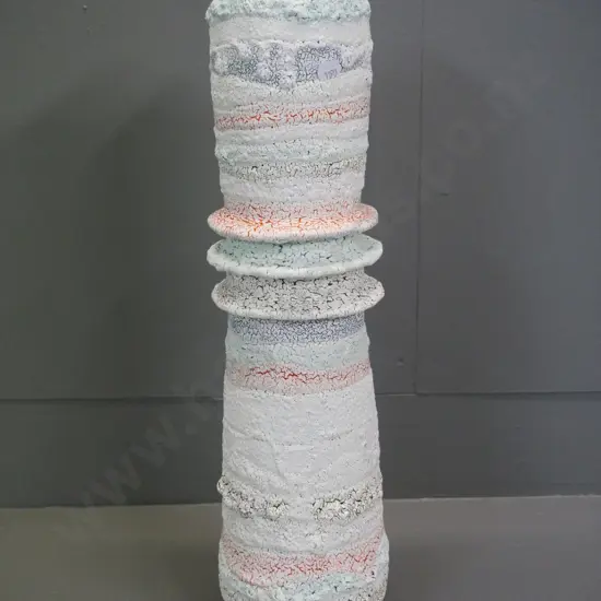 Liz Fea studio pottery vase with heavy crackle glaze - bit of outer glaze missing at top? H-500
