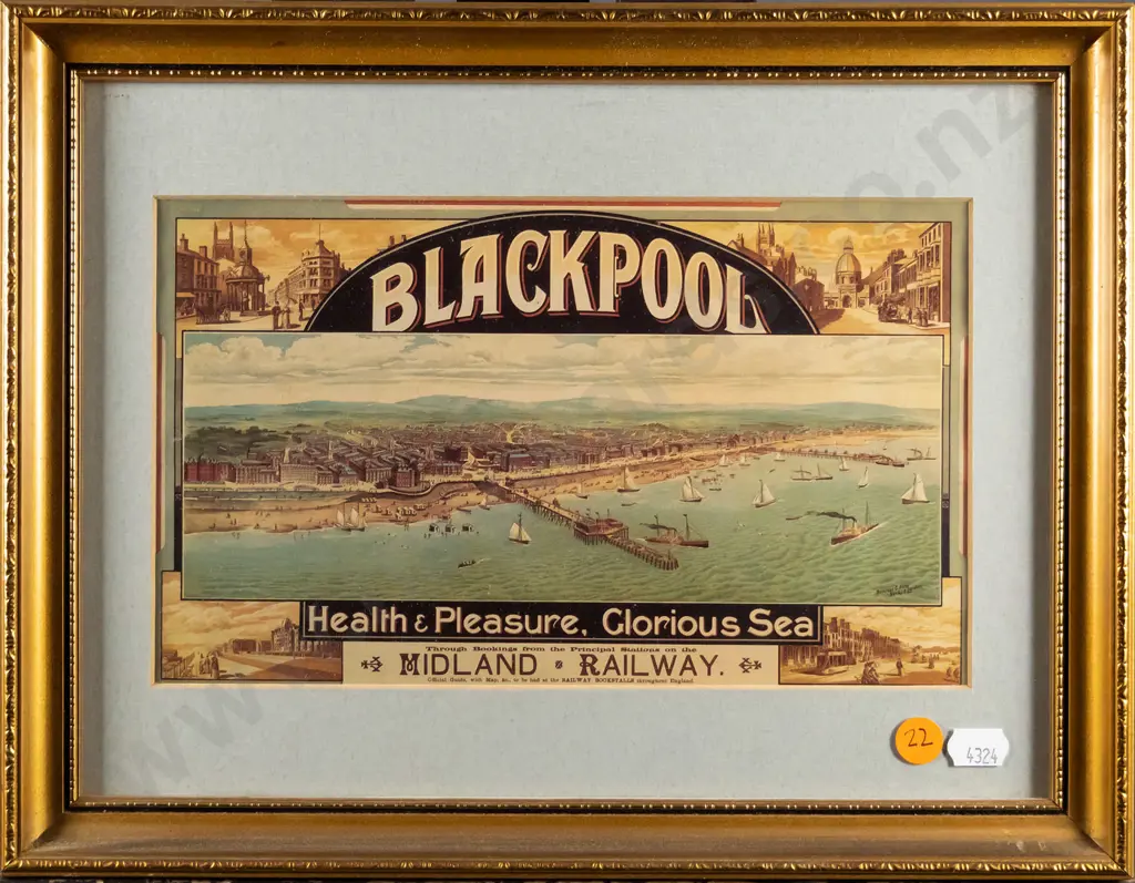 framed Blackpool promotional print H-140 W-230 Image 1++
