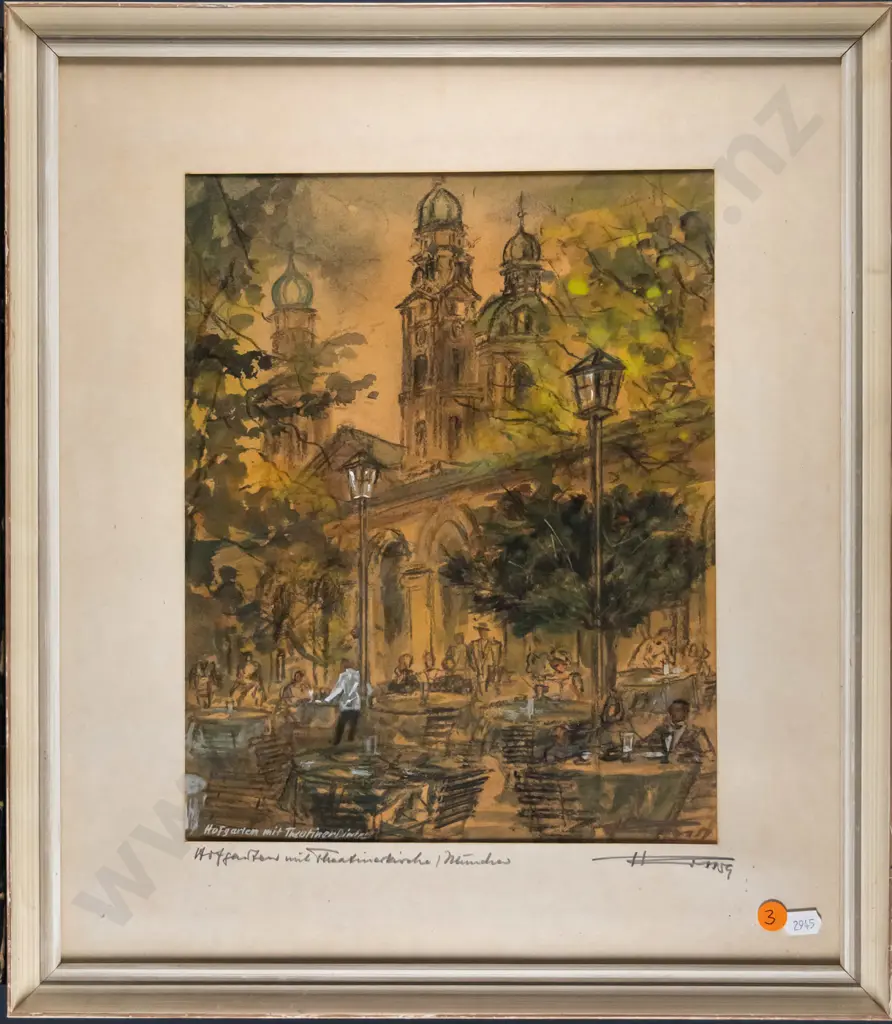 framed mixed media - street scene H-310 W-250 Image 1++