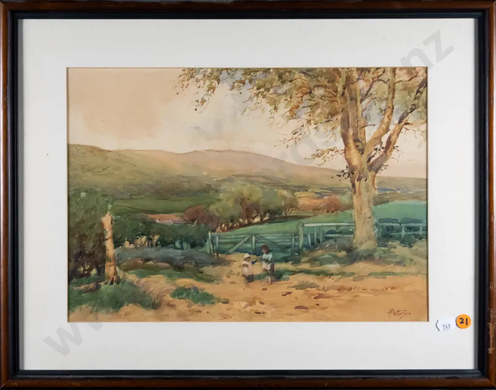 Paterson - framed watercolour - country scene H-240 W-340 Image 1++