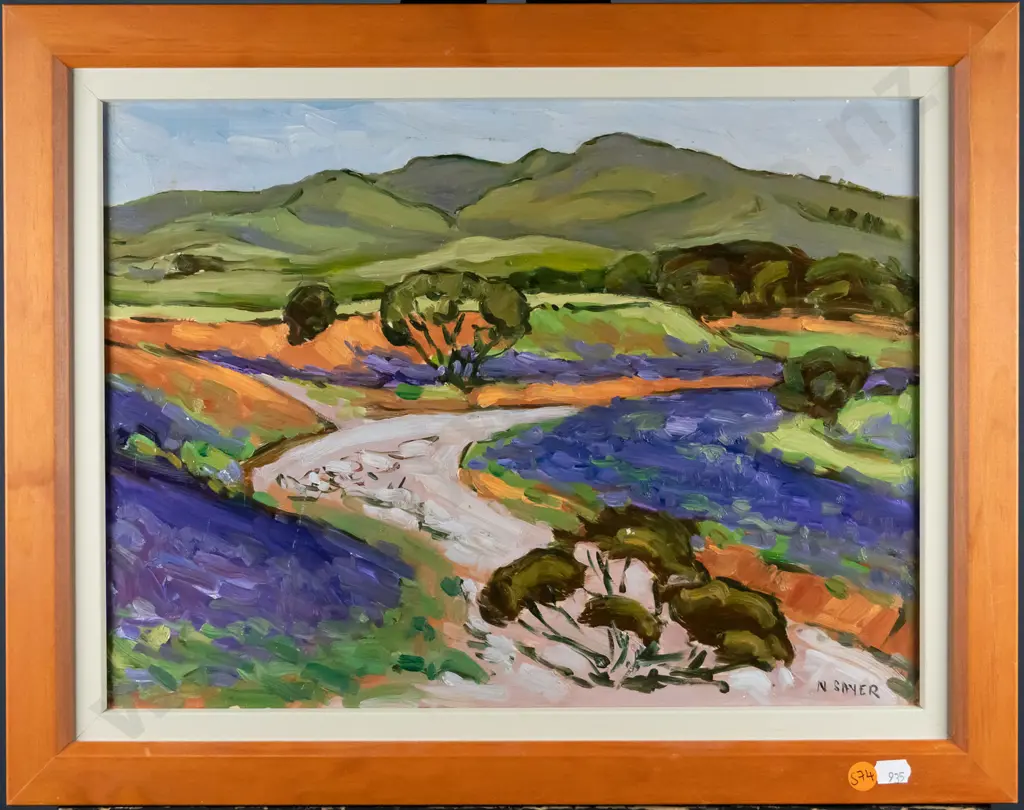 Nancy Sayer - framed oil - "Wild flowers in the creek bed, Mount Bryan" H-290 W-390 Image 1++