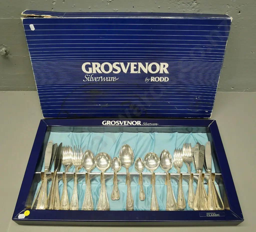 6-place setting Grosvenor/Rodd Classic pattern plated cutlery in original box Image 1++