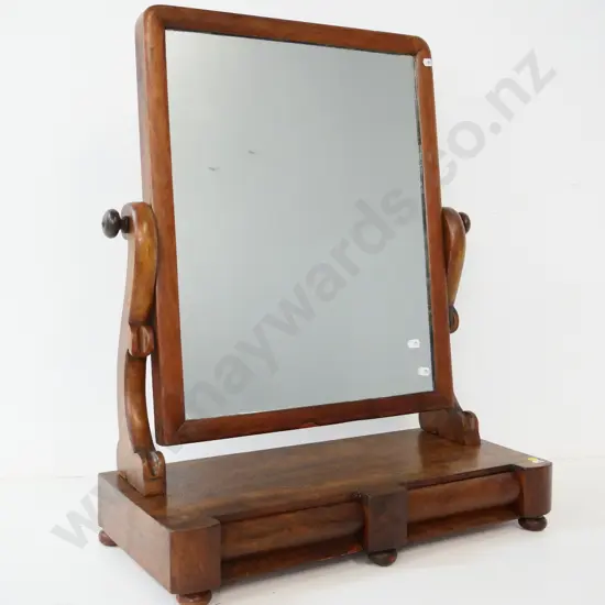 tilting dressing table mirror with 2 jewellery drawers, slight damage to veneer  H-680 W-560 D-250
