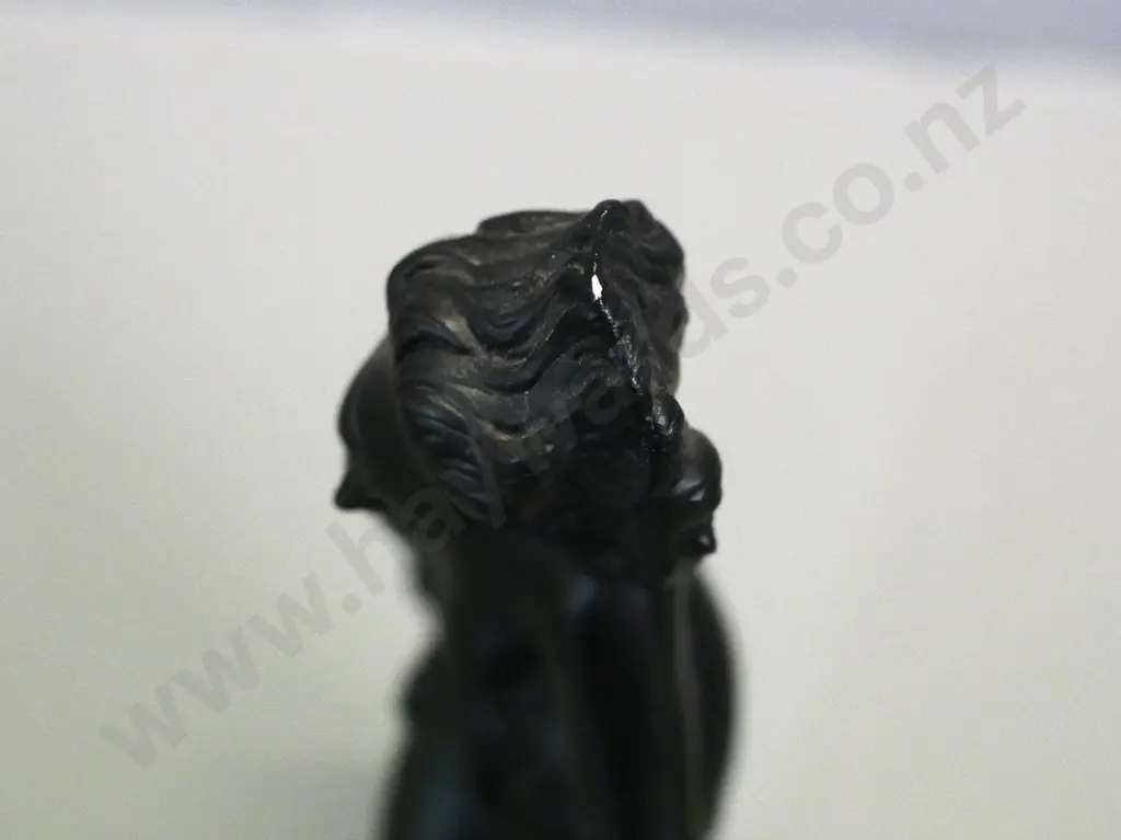 black glazed porcelain deco style figure "Rita" - "Prof. Ruggeri" etched on base, small fleck to finish at top. H-240 Image 1++