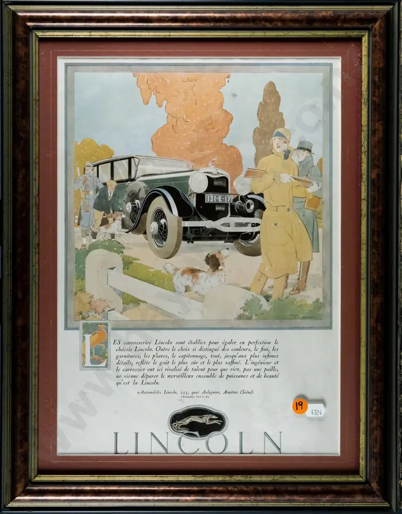 framed Lincoln advertising print H-350 W-250 Image 1++