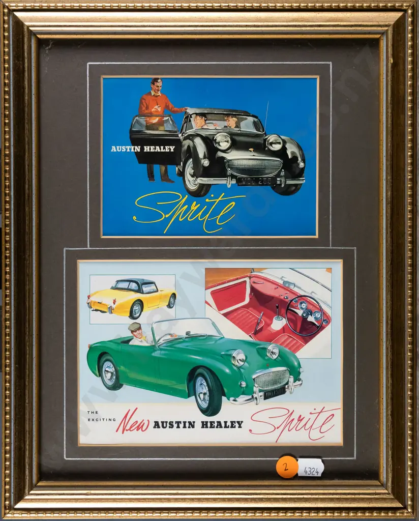 framed retro advertising prints - Austin Healey Sprite  H-230 W-160 Image 1++