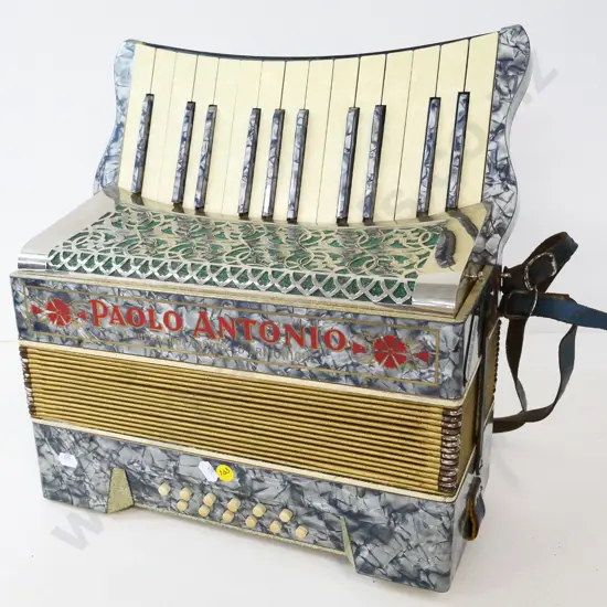 small Paolo Antonio piano accordion - corrosion to some metal fittings 380 x 340 x 170