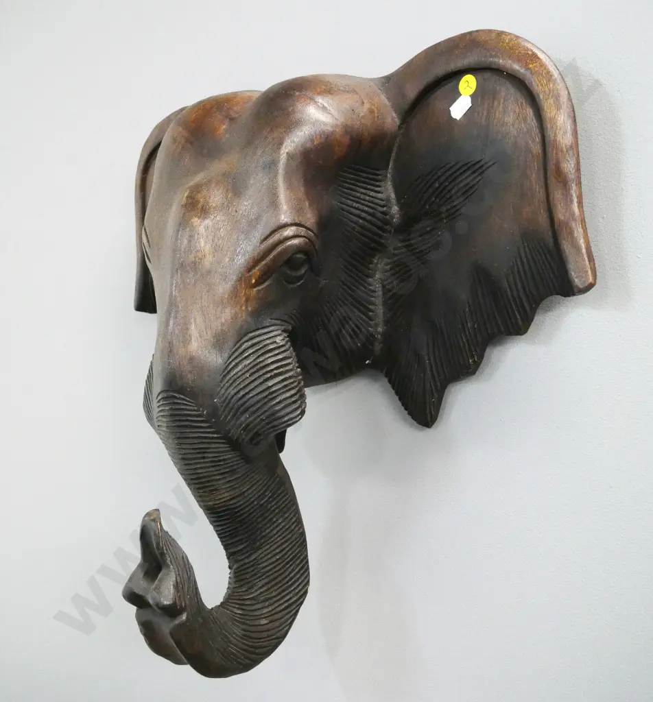 carved wooden wall mounted elephant head H-450 Image 1++
