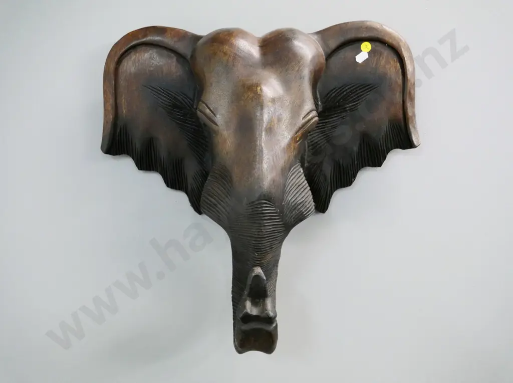 carved wooden wall mounted elephant head H-450 Image 1++