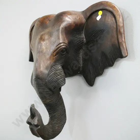 carved wooden wall mounted elephant head H-450