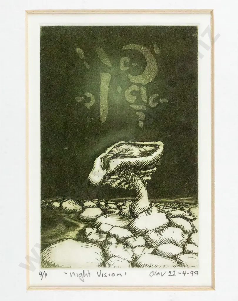 Olav Nielsen 99 -framed ltd edition print 4/9- "Night Vision" H-110 W-70 Image 1++
