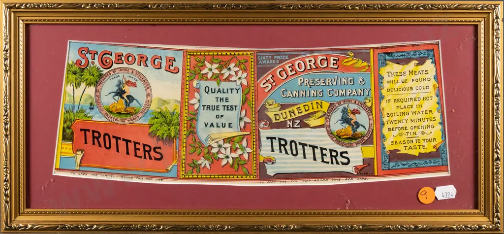 framed vintage St George Trotters label H-120 W-330 Image 1++