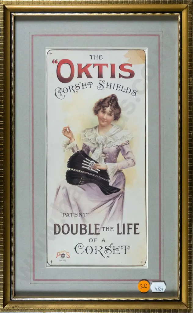 framed Oktis Corset Shields advertisement print H-250 W-110 Image 1++