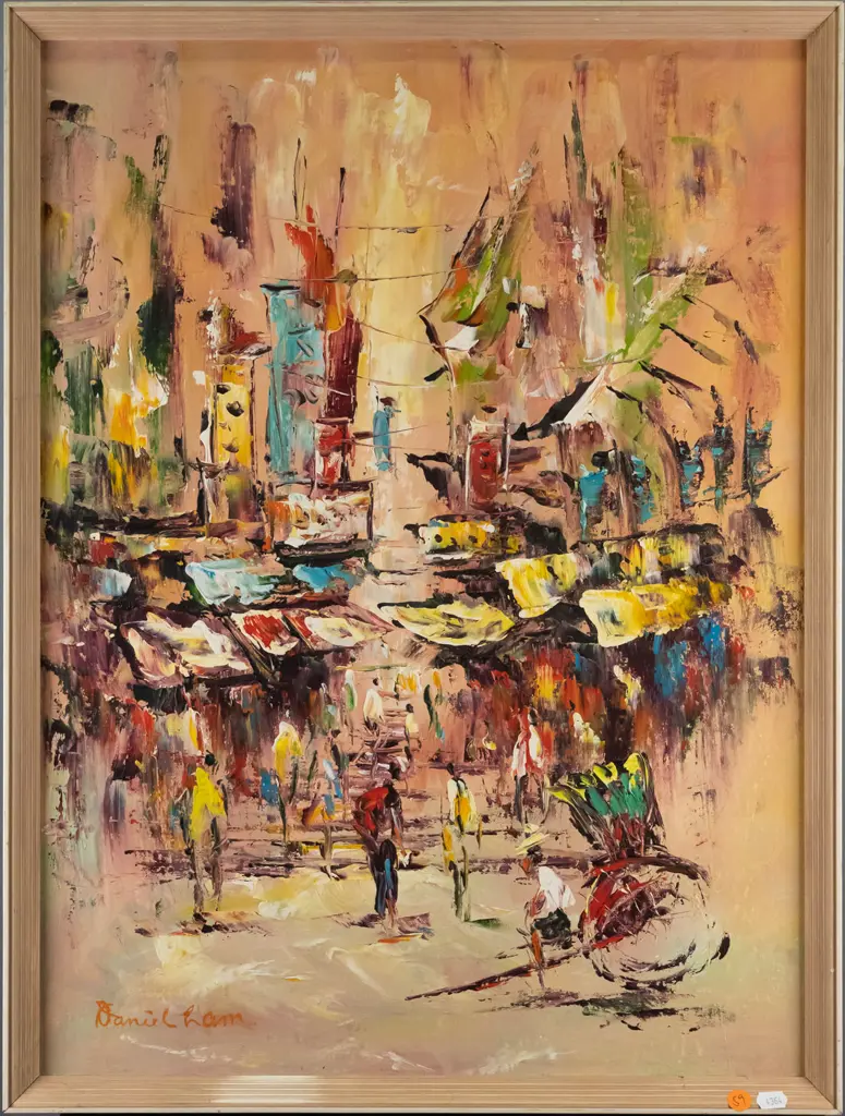 Daniel Lam - framed oil - street scene H-610 W-450 Image 1++