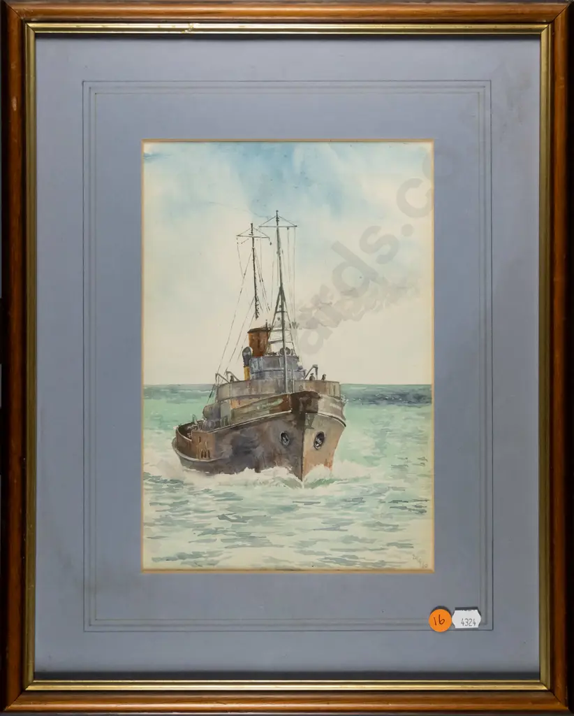 framed watercolour 24/9/50 - boat H-260 W-180 Image 1++