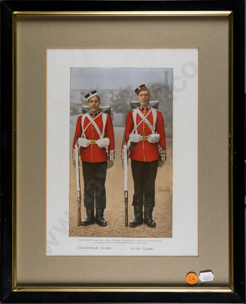 framed Coldstream and Scots Guards print H-230 W-130 Image 1++