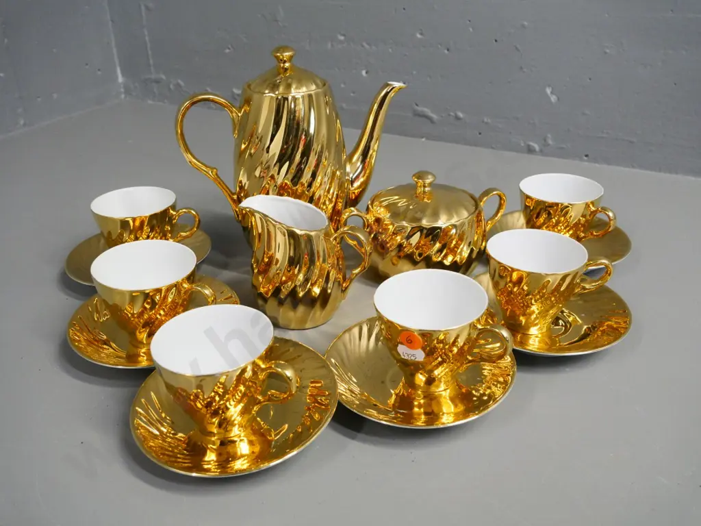 St Kilda Australia gold finish coffee set - coffee pot is H-190 Image 1++