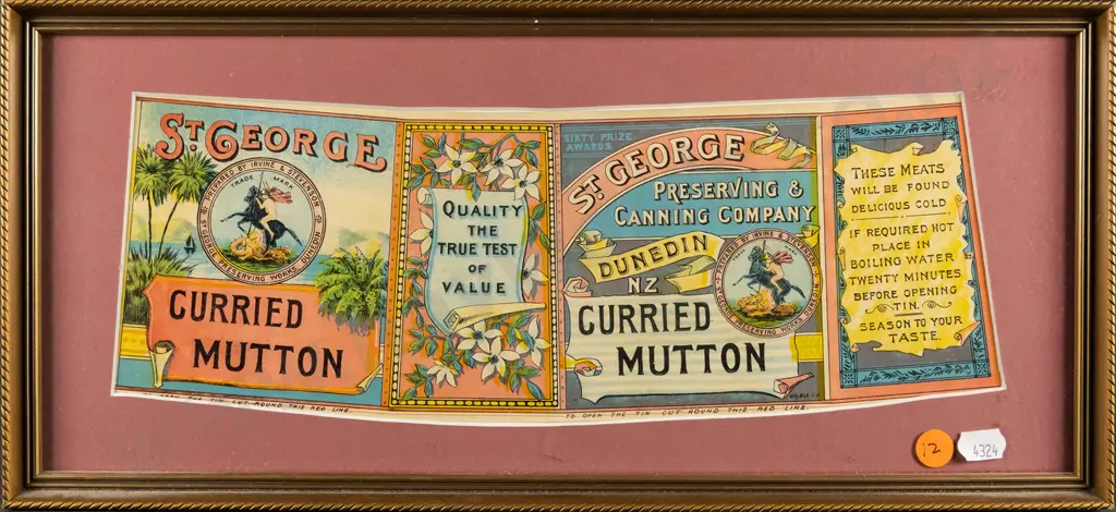 framed vintage St George Curried Mutton label H-100 W-320 Image 1++