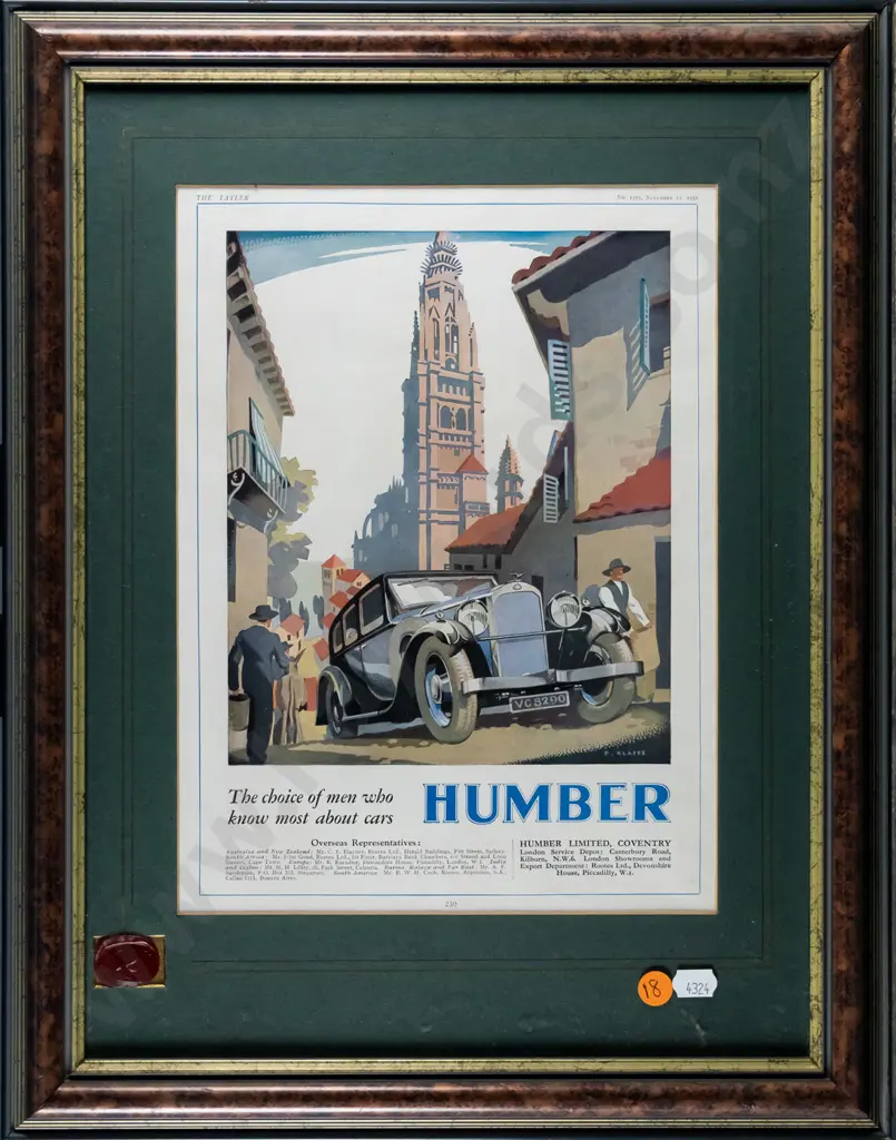 framed Humber advertising print H-290 W-190 Image 1++