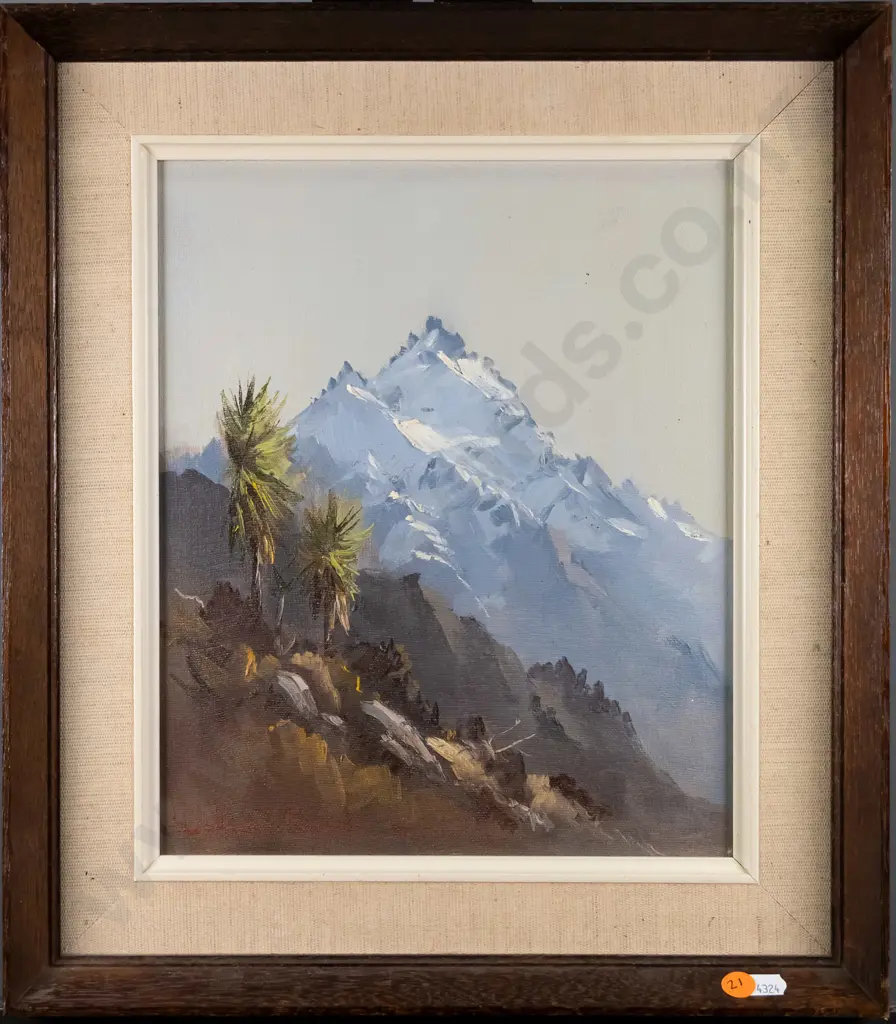 Wallace T Keown - framed oil - "Cabbage Trees Takitimu Mountains H-290 W-240 Image 1++