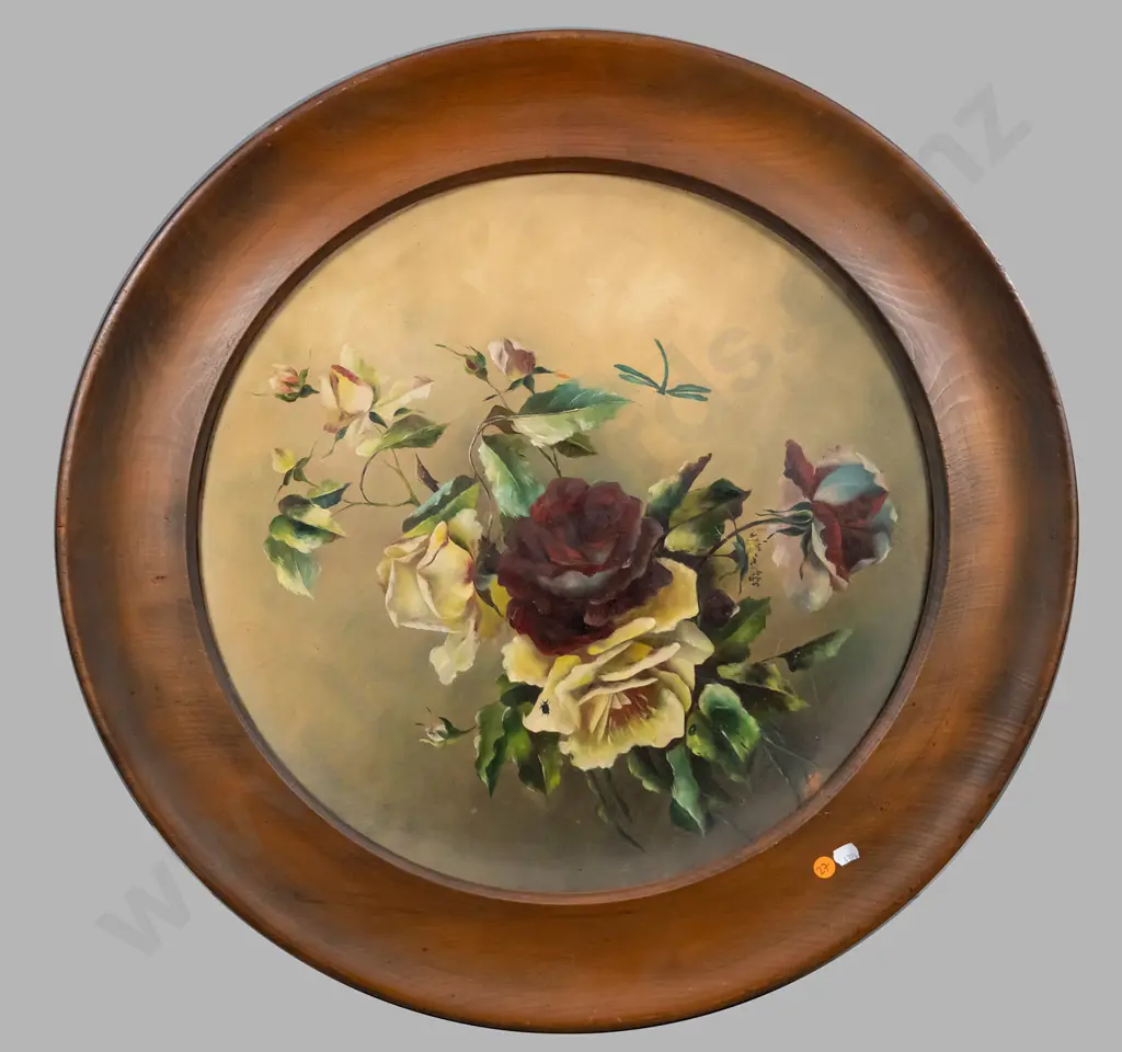 circular framed oil - roses Diam-470 Image 1++
