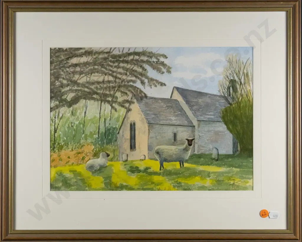 framed watercolour - sheep H-240 W-340 Image 1++