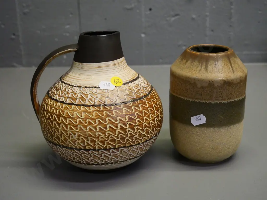 German pottery jug vase H-170 and an unmarked pottery vase Image 1++