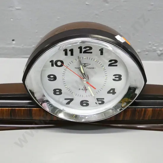 "Tokyo Tokei" Japanese wind-up plastic-cased mantel/table alarm clock H-130 W-300