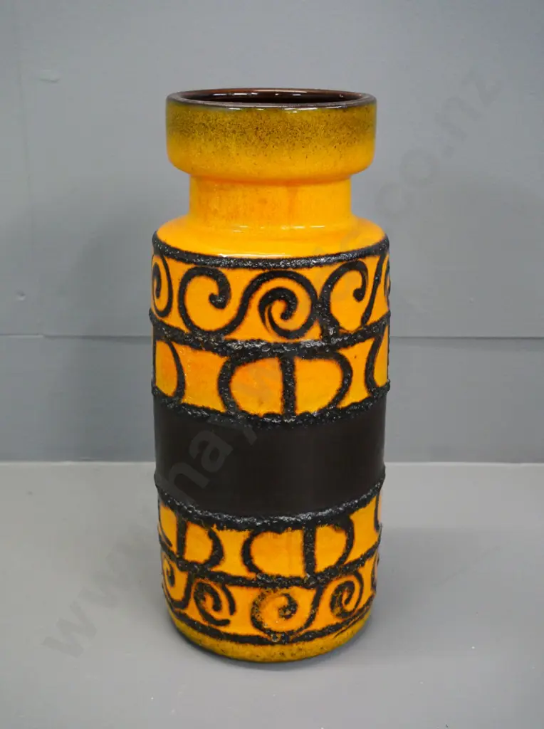 orange and brown German pottery vase - marked 517-30, H-300 Image 1++