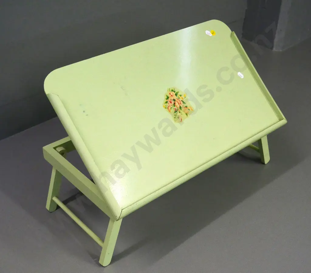 retro wooden adjustable bed tray, hand painted with applique decoration. Max. Height 360 W-540 D-300 Image 1++